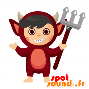 Mascotte d'enfant déguisé en diablotin rouge - MASFR029115 - Mascottes 2D/3D