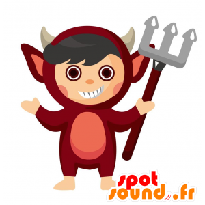 Barn maskot kledd i rødt imp - MASFR029115 - 2D / 3D Mascots