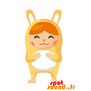 Disguised yellow rabbit mascot child - MASFR029116 - 2D / 3D mascots