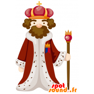 Mascota del rey con barba y un atuendo real tradicional - MASFR029121 - Mascotte 2D / 3D