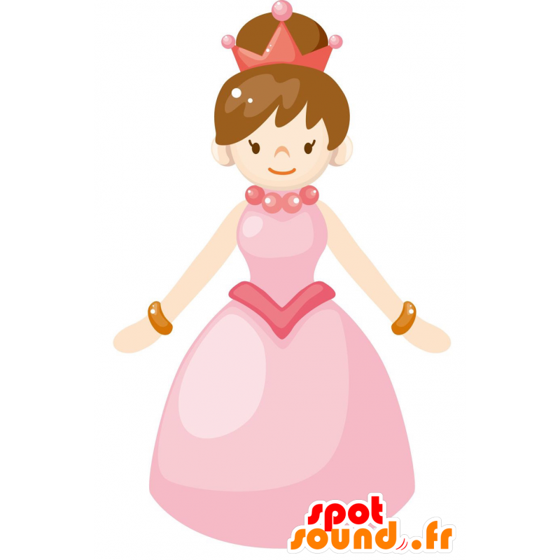 Mascotte de reine, de princesse, habillée en rose - MASFR029122 - Mascottes 2D/3D