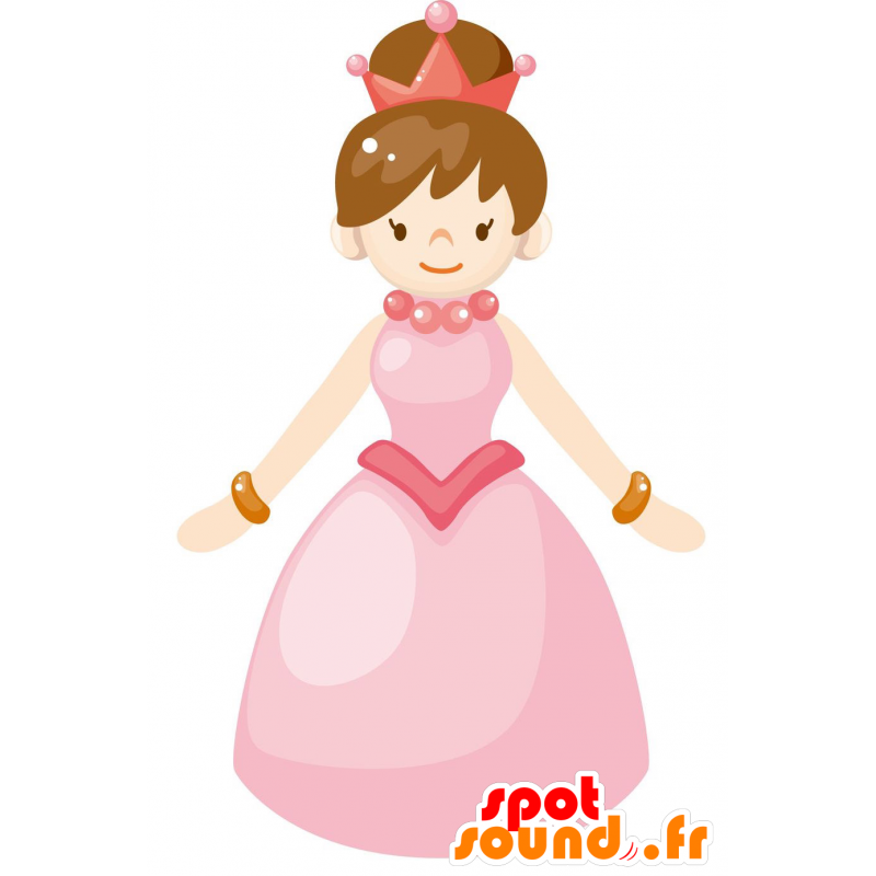 Regina mascotte, principessa, vestita di rosa - MASFR029122 - Mascotte 2D / 3D