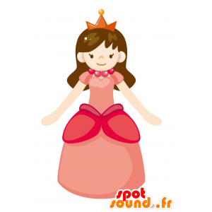 Księżniczka maskotka z pięknej różowej sukience - MASFR029125 - 2D / 3D Maskotki
