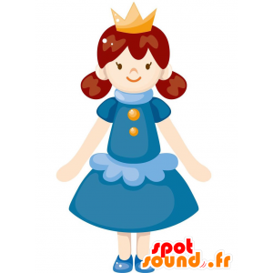 Mädchen Maskottchen, Prinzessin trägt ein blaues Kleid - MASFR029128 - 2D / 3D Maskottchen