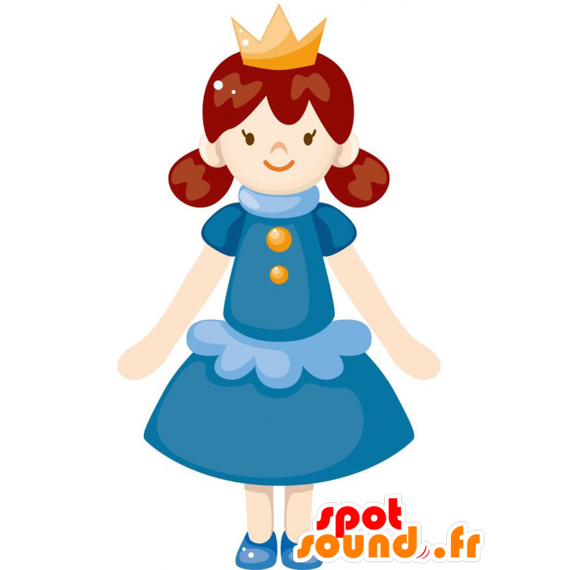 Meisje mascotte, prinses draagt ​​een blauwe jurk - MASFR029128 - 2D / 3D Mascottes