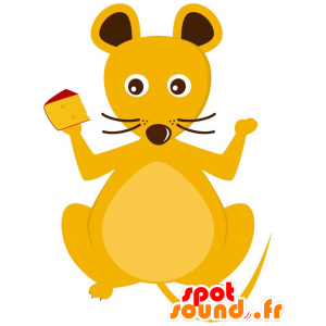 Mascotte de rat jaune, géant. Mascotte de rongeur - MASFR029129 - Mascottes 2D/3D