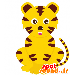 Maskottgul och brun tiger. Lion cub maskot - Spotsound maskot