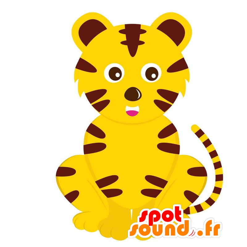 Mascota del tigre amarillo y marrón. mascota Cub - MASFR029131 - Mascotte 2D / 3D