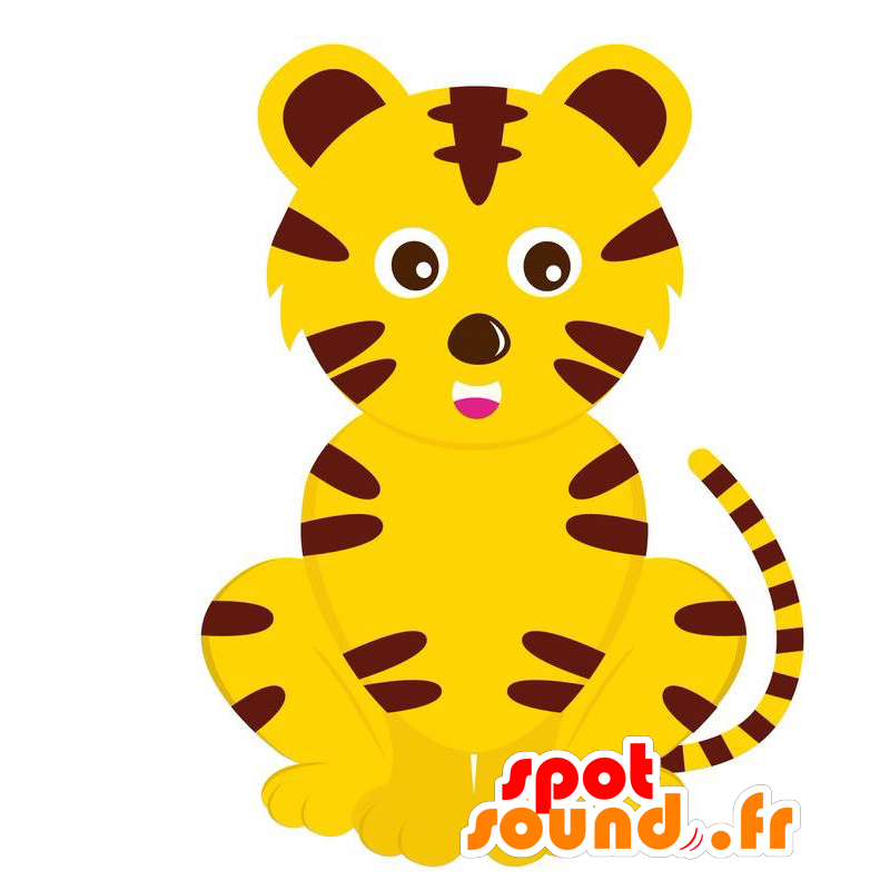 Maskottgul och brun tiger. Lion cub maskot - Spotsound maskot