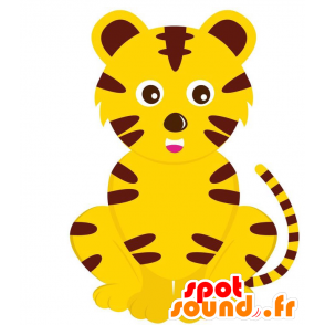 Mascot yellow and brown tiger. Cub mascot - MASFR029131 - 2D / 3D mascots