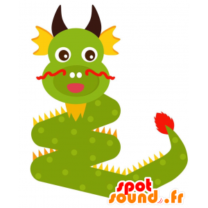 Mascotte de serpent vert et jaune avec des cornes - MASFR029133 - Mascottes 2D/3D