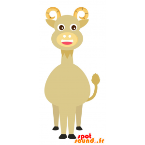 Mascota de cabra, piel de ante beige con cuernos - MASFR029136 - Mascotte 2D / 3D