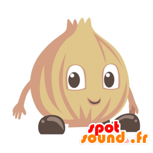 Mascotte d'oignon géant, marron et souriant - MASFR029143 - Mascottes 2D/3D