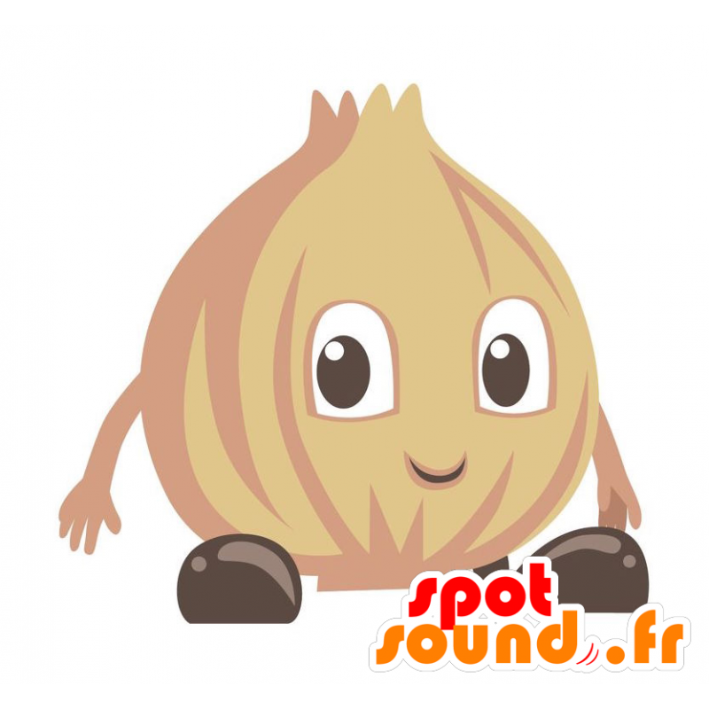 Mascot jättiläinen sipuli, ruskea ja hymyilevä - MASFR029143 - Mascottes 2D/3D