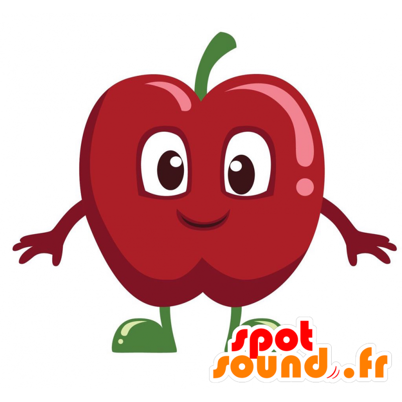 Rojo de la mascota de manzana, muy divertido y colorido - MASFR029150 - Mascotte 2D / 3D