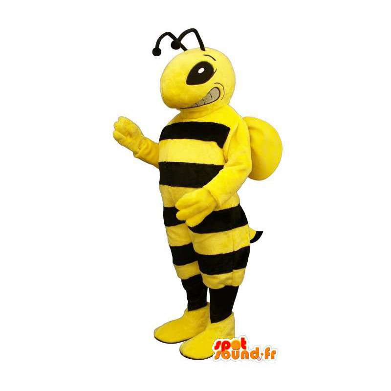 Gele en zwarte wesp Mascot - MASFR007372 - mascottes Insect