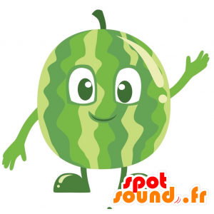 Green watermelon mascot and round Giant - MASFR029152 - 2D / 3D mascots