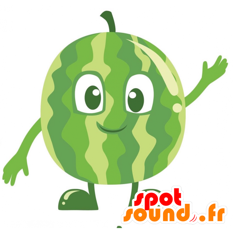 Mascotte de pastèque verte et ronde, géante - MASFR029152 - Mascottes 2D/3D