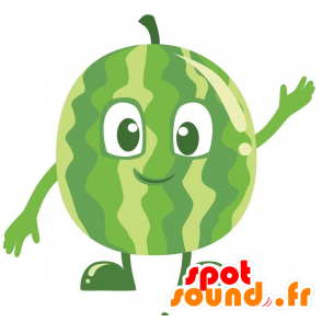 Green watermelon mascot and round Giant - MASFR029152 - 2D / 3D mascots