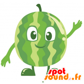 Grønn Vannmelon Mascot og rund Giant - MASFR029152 - 2D / 3D Mascots