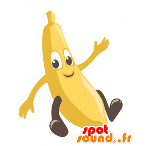 Giant yellow banana mascot. Mascot exotic fruit - MASFR029153 - 2D / 3D mascots