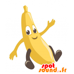 Jätte gul bananmaskot. Exotisk fruktmaskot - Spotsound maskot