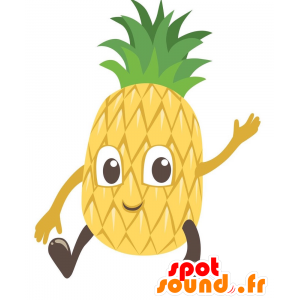 Mascotte d'ananas jaune et vert, géant. Mascotte de fruit - MASFR029154 - Mascottes 2D/3D