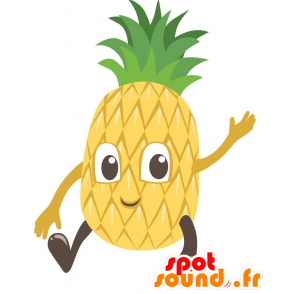 Maskot gul og grøn ananas, kæmpe. Frugt maskot - Spotsound