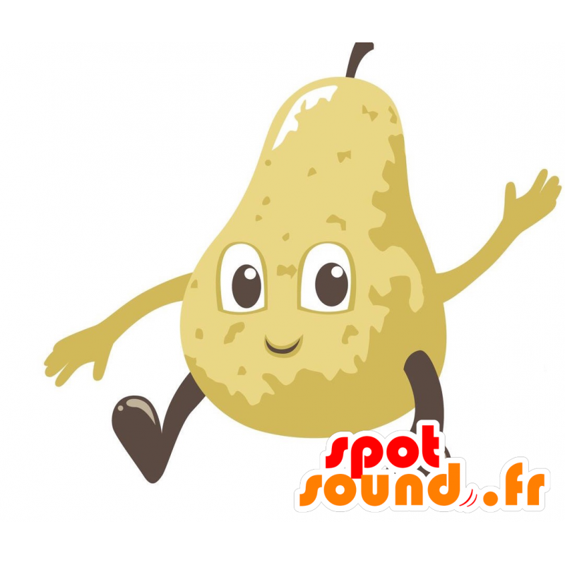 Mascotte de poire jaune géante et rigolote - MASFR029156 - Mascottes 2D/3D