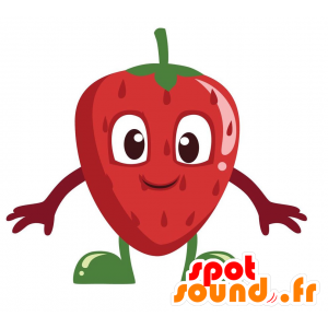 Mascot red strawberry giant. red fruit mascot - MASFR029158 - 2D / 3D mascots