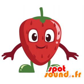 Rød jordbær maskot, kæmpe. Rød frugt maskot - Spotsound maskot