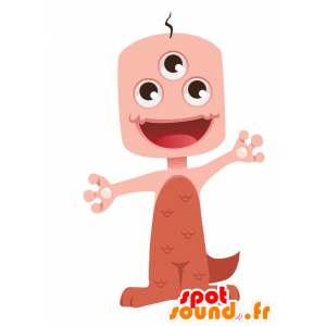 Mascotte d'extra-terrestre rose orange, à 3 yeux - MASFR029159 - Mascottes 2D/3D