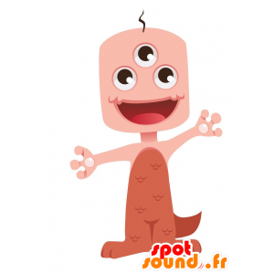 Avaruusolento maskotti oranssi pinkki, 3 silmät - MASFR029159 - Mascottes 2D/3D
