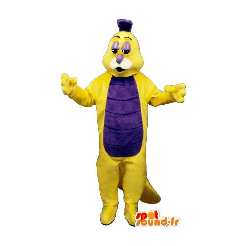 Mascotte de chenille jaune et violette - MASFR007374 - Mascottes Insecte