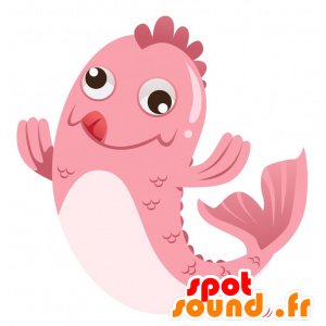 Mascotte de poisson rose et blanc qui louche - MASFR029163 - Mascottes 2D/3D