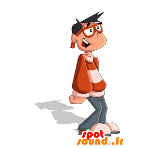 Vidrios de la mascota del muchacho con un suéter rayado - MASFR029168 - Mascotte 2D / 3D