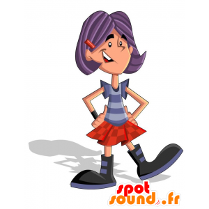 Tiener mascotte met een rok. Meisje Mascot - MASFR029169 - 2D / 3D Mascottes