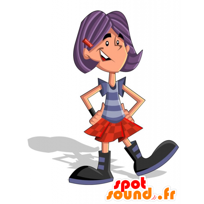 Mascotte d'adolescente avec une jupe. Mascotte de fille - MASFR029169 - Mascottes 2D/3D