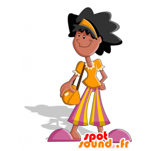 African mascot. Mascot tanned young woman - MASFR029172 - 2D / 3D mascots