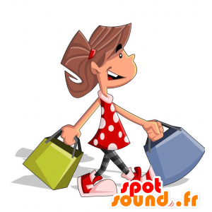 Mascotte giovane donna sorridente. mascotte ragazza - MASFR029174 - Mascotte 2D / 3D