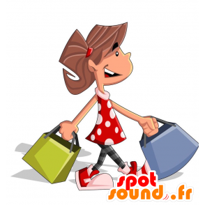 Mascotte de jeune femme souriante. Mascotte de fille - MASFR029174 - Mascottes 2D/3D