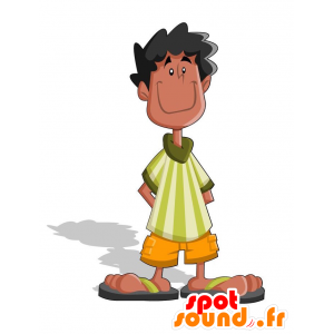 Mascotte d'Africain. Mascotte de jeune homme bronzé - MASFR029175 - Mascottes 2D/3D