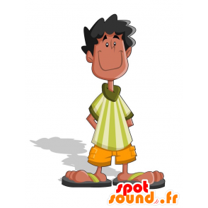 Mascotte d'Africain. Mascotte de jeune homme bronzé - MASFR029175 - Mascottes 2D/3D