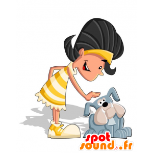 Mascotte de fillette habillée d'une robe jaune - MASFR029177 - Mascottes 2D/3D