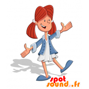 Mascotte de jeune fille rousse avec une jolie robe - MASFR029179 - Mascottes 2D/3D