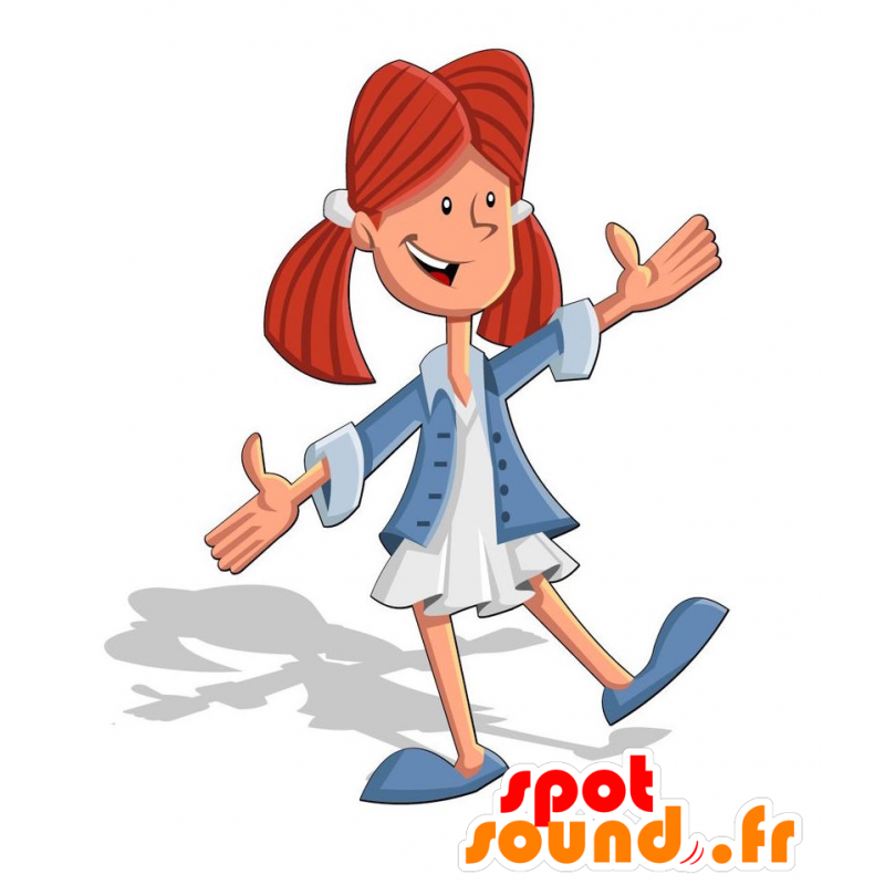 Mascotte de jeune fille rousse avec une jolie robe - MASFR029179 - Mascottes 2D/3D