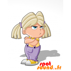 Blond dziewczyna maskotka nadąsany - MASFR029181 - 2D / 3D Maskotki