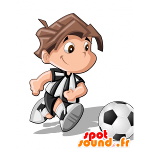 Mascot gekleidet Junge hält Fußball - MASFR029182 - 2D / 3D Maskottchen