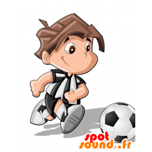 Mascotte vestito giovane ragazzo in possesso di calcio - MASFR029182 - Mascotte 2D / 3D