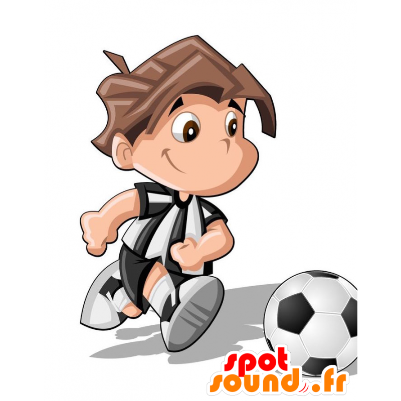 Mascota del fútbol que sostiene muchacho joven vestido - MASFR029182 - Mascotte 2D / 3D